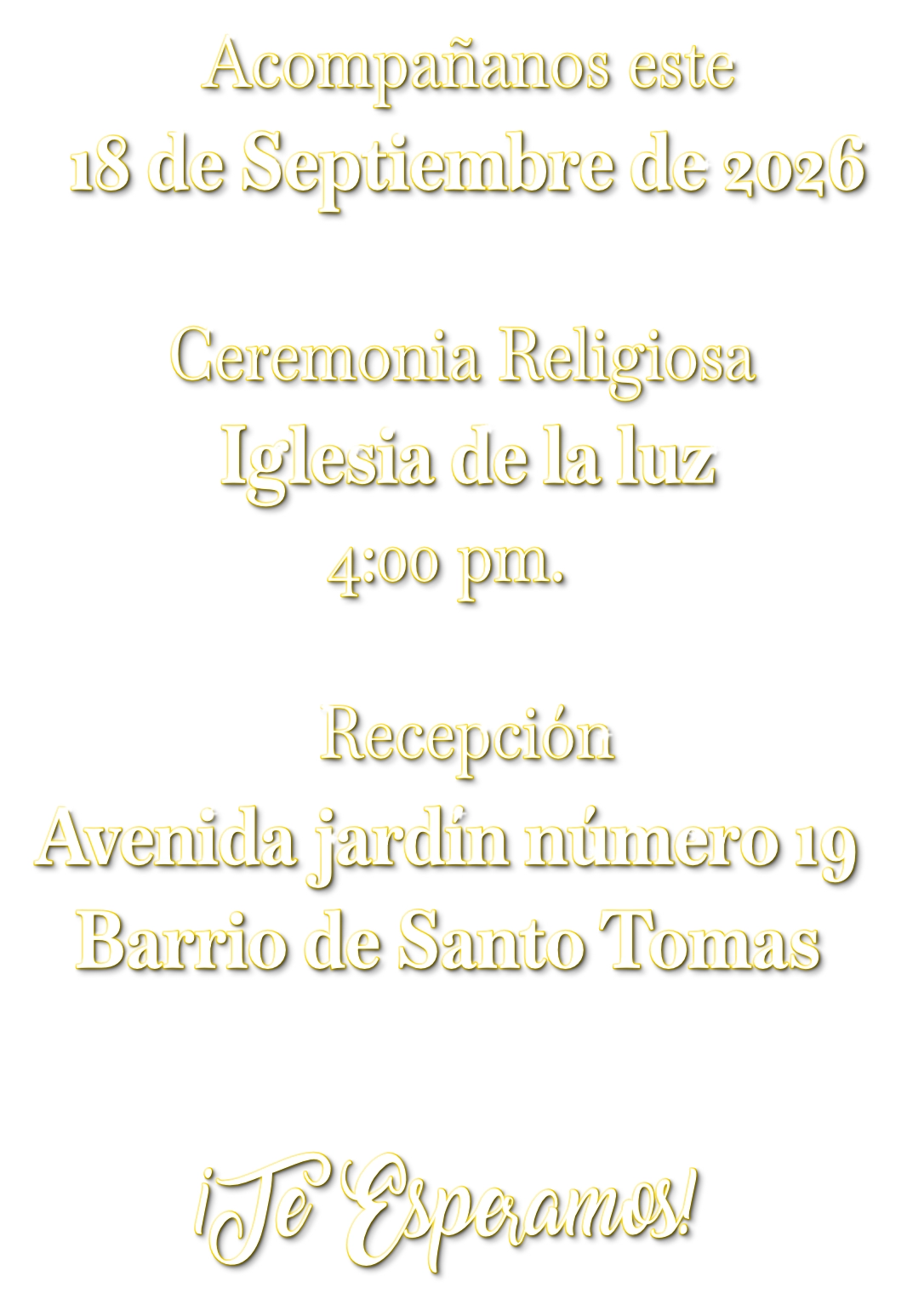 Información de fecha y lugar